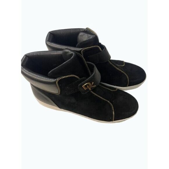 Donna Karan Black Suede LeatherāBooties Boots 7 M - Picture 2 of 8